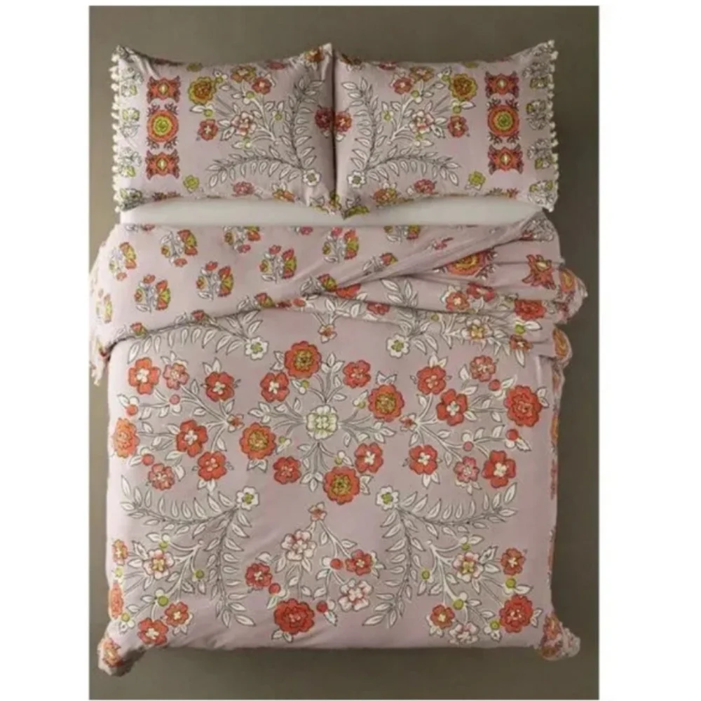Delia UrbanOutfitters Duvet + Shams Set Boho Floral w/Fringe Tassels - Picture 2 of 16